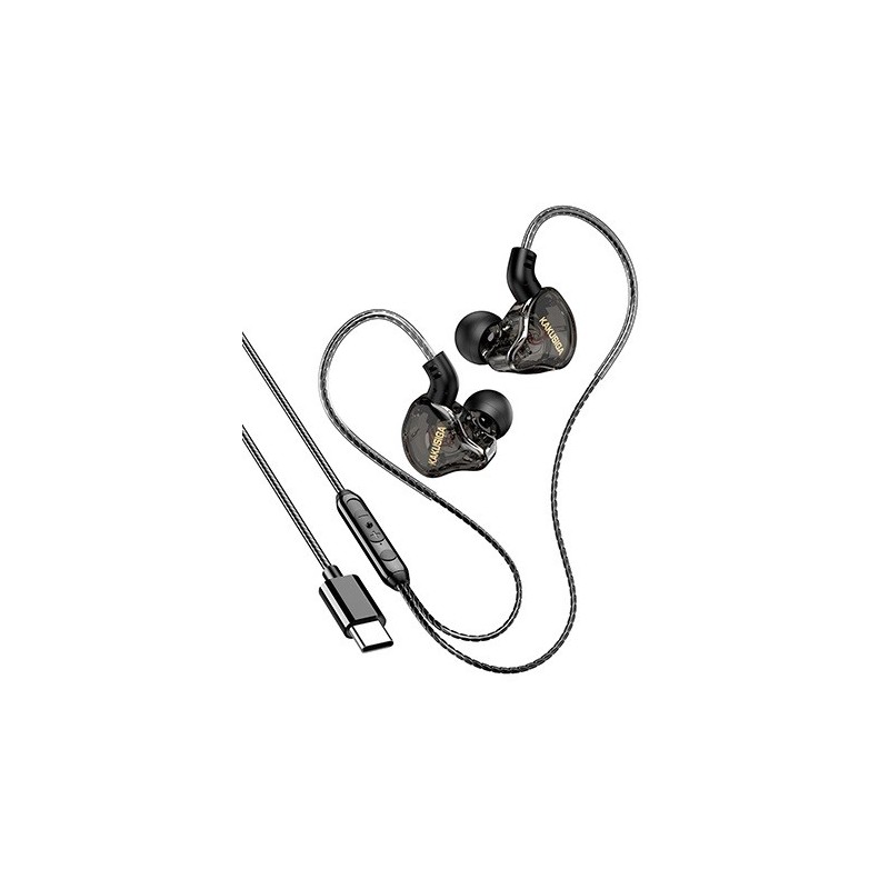 Cuffie auricolari con microfono 1,2m Type-c nere KSC-1300