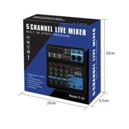 Mixer professionale 5 canali Bluetooth/USB/Stereo RCA