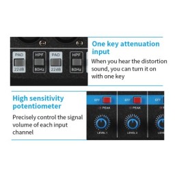 Mixer professionale 5 canali Bluetooth/USB/Stereo RCA