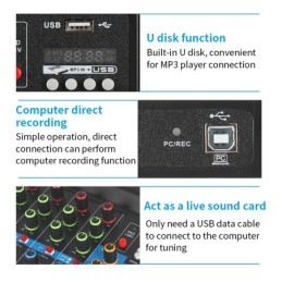 Mixer professionale 5 canali Bluetooth/USB/Stereo RCA