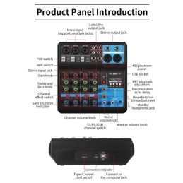 Mixer professionale 5 canali Bluetooth/USB/Stereo RCA