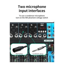 Mixer professionale 4/7 canali Bluetooth/USB/Stereo RCA