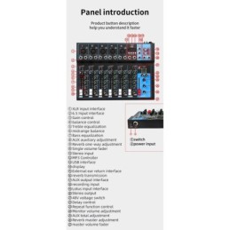 Mixer professionale 4/7 canali Bluetooth/USB/Stereo RCA