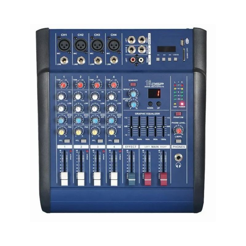 Mixer professionale 4 canali 250W x 2 con Bluetooth/USB/SD/MMC