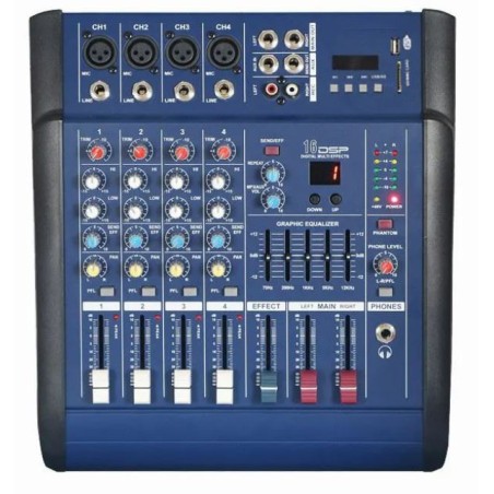 Mixer professionale 4 canali 250W x 2 con Bluetooth/USB/SD/MMC