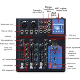 Mixer professionale 4 canali con Bluetooth/USB