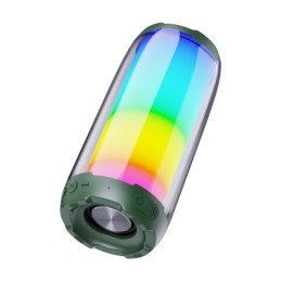 Altoparlante Bluetooth portatile verde scuro con luci LED RGB e audio surround KSC-611
