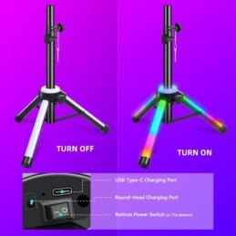 Stativo per casse acustiche con illuminazione LED RGB altezza massima 180 cm