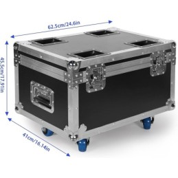 Flightcase con ruote e scomparti interni - 62.5x41x45.5cm