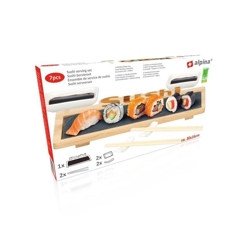 Set da sushi 7 pezzi con vassoio 30x16cm Alpina