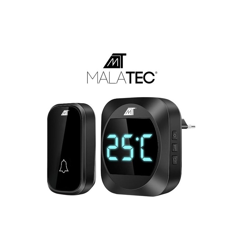 Campanello wireless nero con visualizzazione temperatura