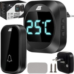 Campanello wireless nero con visualizzazione temperatura