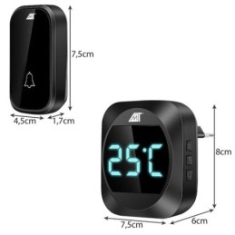 Campanello wireless nero con visualizzazione temperatura