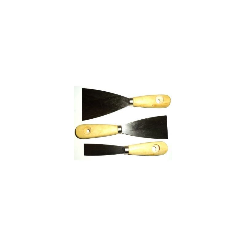 Set 3 spatole con manico in legno 180mm