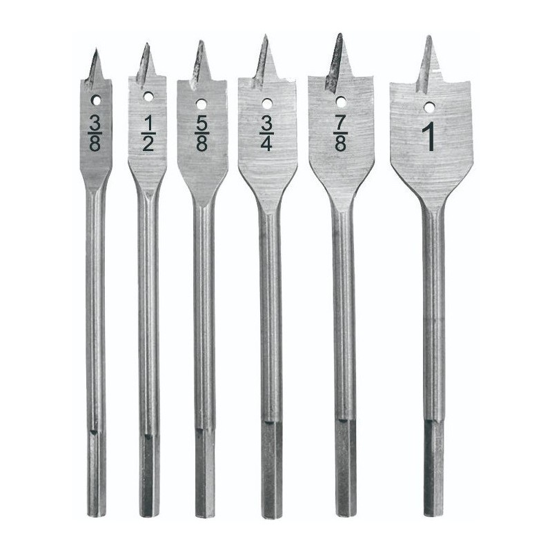 Set 6 punte a pala per legno 10-25mm