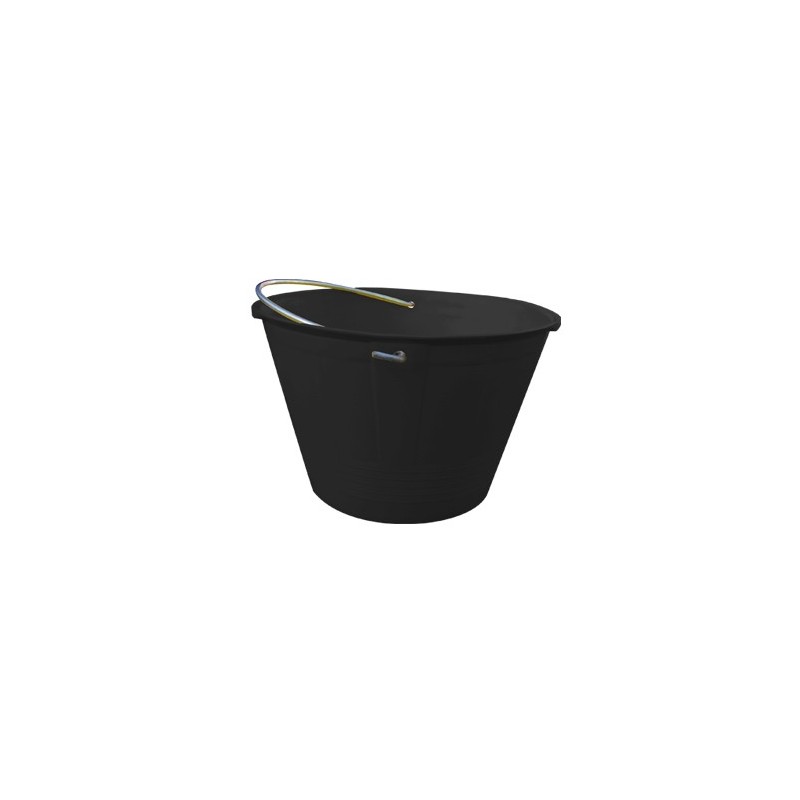 Secchio edilizia in PELD nero con manico in ferro ed occhielli 36cm 10l