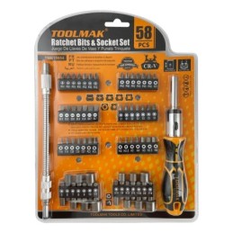 Set cricchetto con inserti e bussole – 58 pezzi