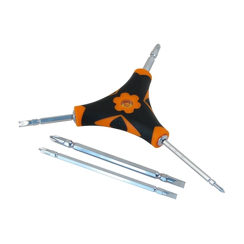 Cacciavite triangolare 6 in 1 con livella a bolla e punte intercambiabili