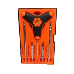 Cacciavite triangolare 6 in 1 con livella a bolla e punte intercambiabili