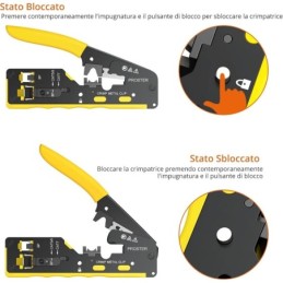 Pinza crimpatrice RJ45 pass through CAT5 CAT6 CAT6A CAT7 gialla