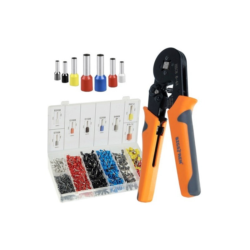 Pinza crimpatrice 0,25-10 mm² con 1200 puntalini