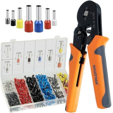 Pinza crimpatrice 0,25-10 mm² con 1200 puntalini