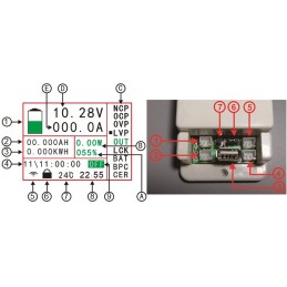 Misuratore di tensione/corrente/temperatura wireless con display LCD VAC8010F 500V 100A
