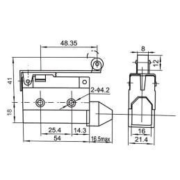 Interruttore di fine corsa orizzontale con leva a rullo 250V 10A CF7121 Fato