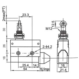 Interruttore di fine corsa orizzontale con rullo a 90° 250V 10A CF7312 Fato