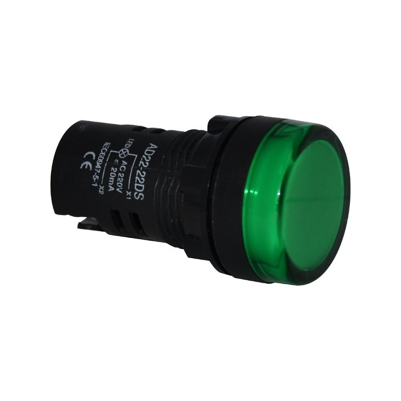 Indicatore luminoso da pannello 220V - verde
