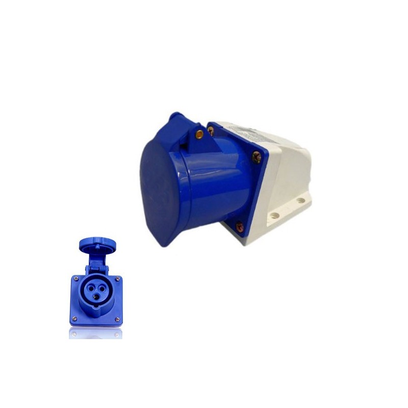 Presa elettrica industriale da parete inclinata 2P+T 32A IP44