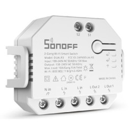 Interruttore smart wireless 2 contatti 100-240V 10-15A Sonoff DIY-DUALR3
