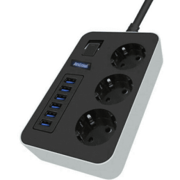 Multipresa con interruttore 3xSchuko 6xUSB 3.1A 3000W Q-PC6