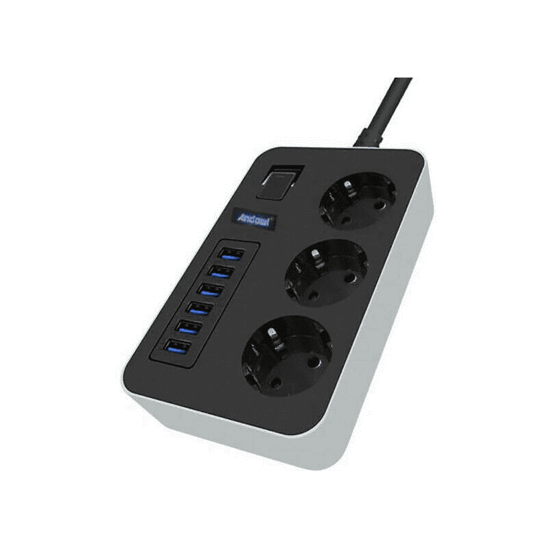 Multipresa con interruttore 3xSchuko 6xUSB 3.1A 3000W Q-PC6