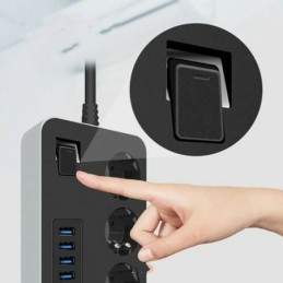 Multipresa con interruttore 3xSchuko 6xUSB 3.1A 3000W Q-PC6