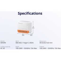 Interruttore smart wireless 2 vie WiFi 2.4G MINIR4