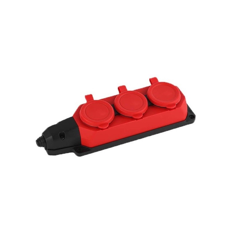 Multipresa schuko 3 posti 2P+T IP44 rossa Vito