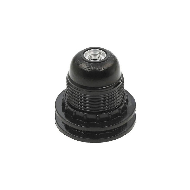 Portalampade E27 in bachelite con 2 anelli nero