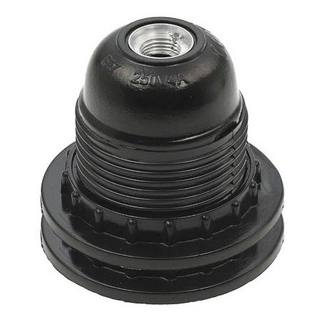 Portalampade E27 in bachelite con 2 anelli nero
