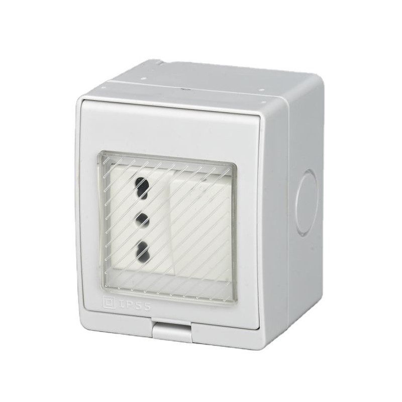 Box stagno da parete IP55 con interruttore e presa 10-16A