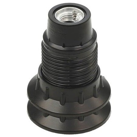 Portalampada E14 in bachelite nero con 2 anelli