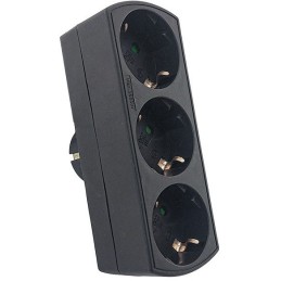 Multipresa tripla 16A 3680W nera con 3 prese Schuko