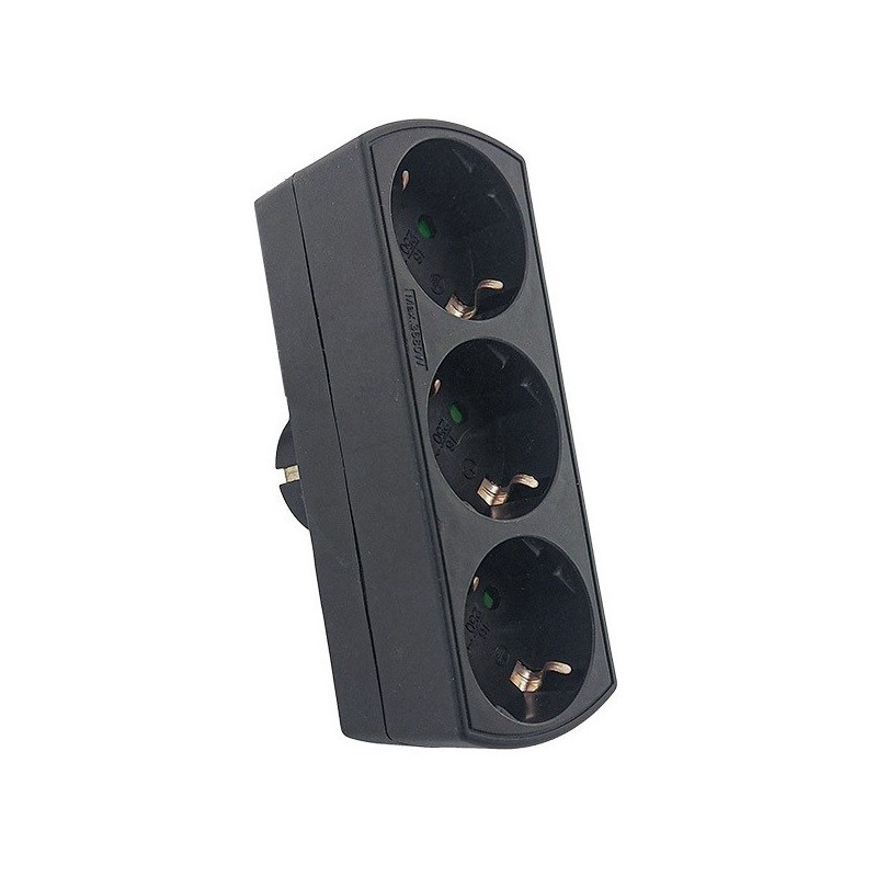 Multipresa tripla 16A 3680W nera con 3 prese Schuko
