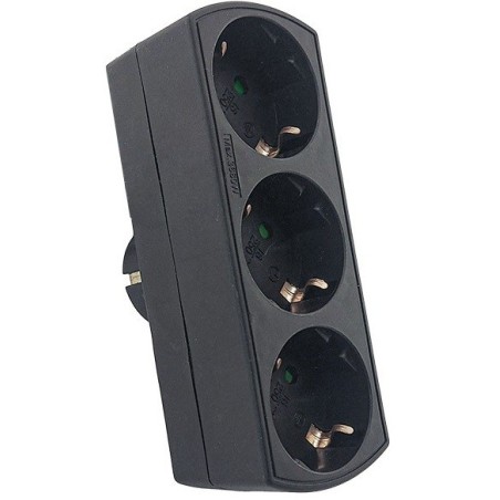 Multipresa tripla 16A 3680W nera con 3 prese Schuko