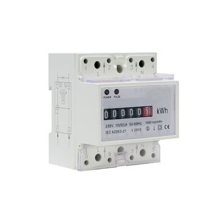 Contatore energia elettrica monofase 4 posti DIN