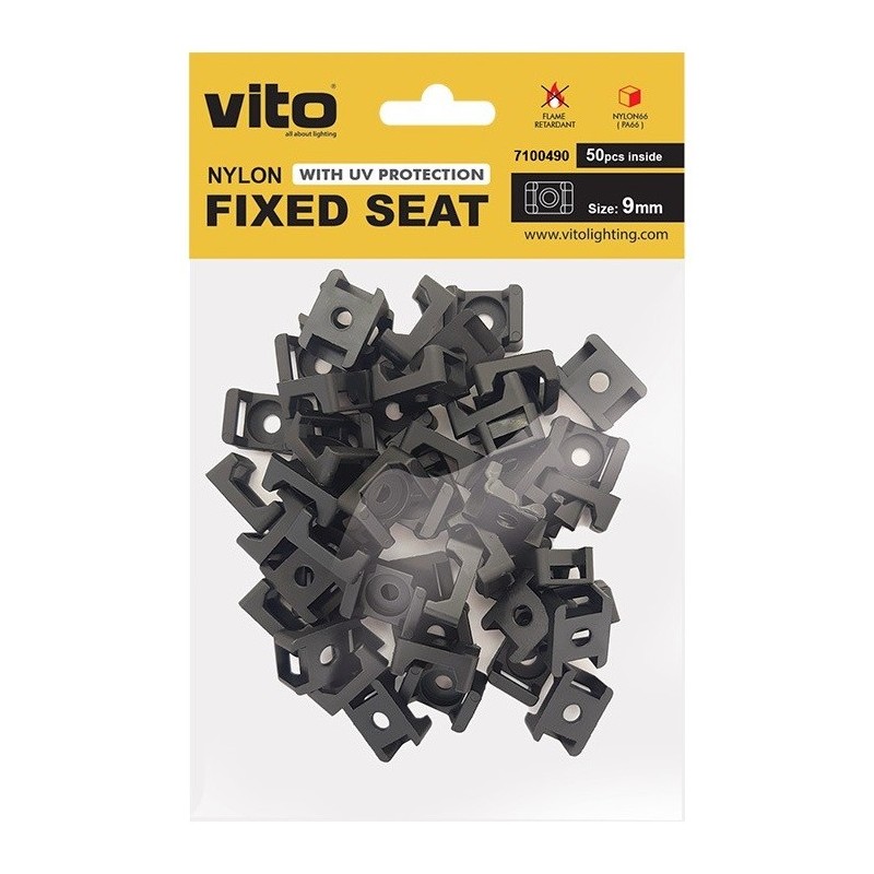Supporto per fascette 9mm nero confezione da 50 Vito