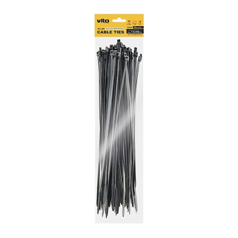 Fascette fermacavi autobloccanti nere 7.0X350mm - 25 pezzi