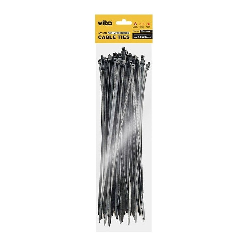 Fascette fermacavi autobloccanti nere 4.6X300mm - 50 pezzi