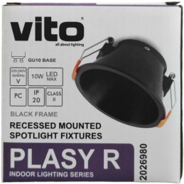 Supporto tondo per faretto GU10 da incasso Φ83mm nero