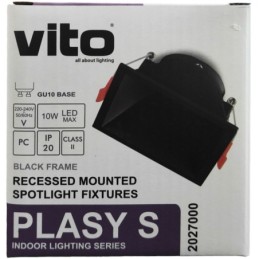 Supporto quadrato per faretto GU10 da incasso 83x83mm nero